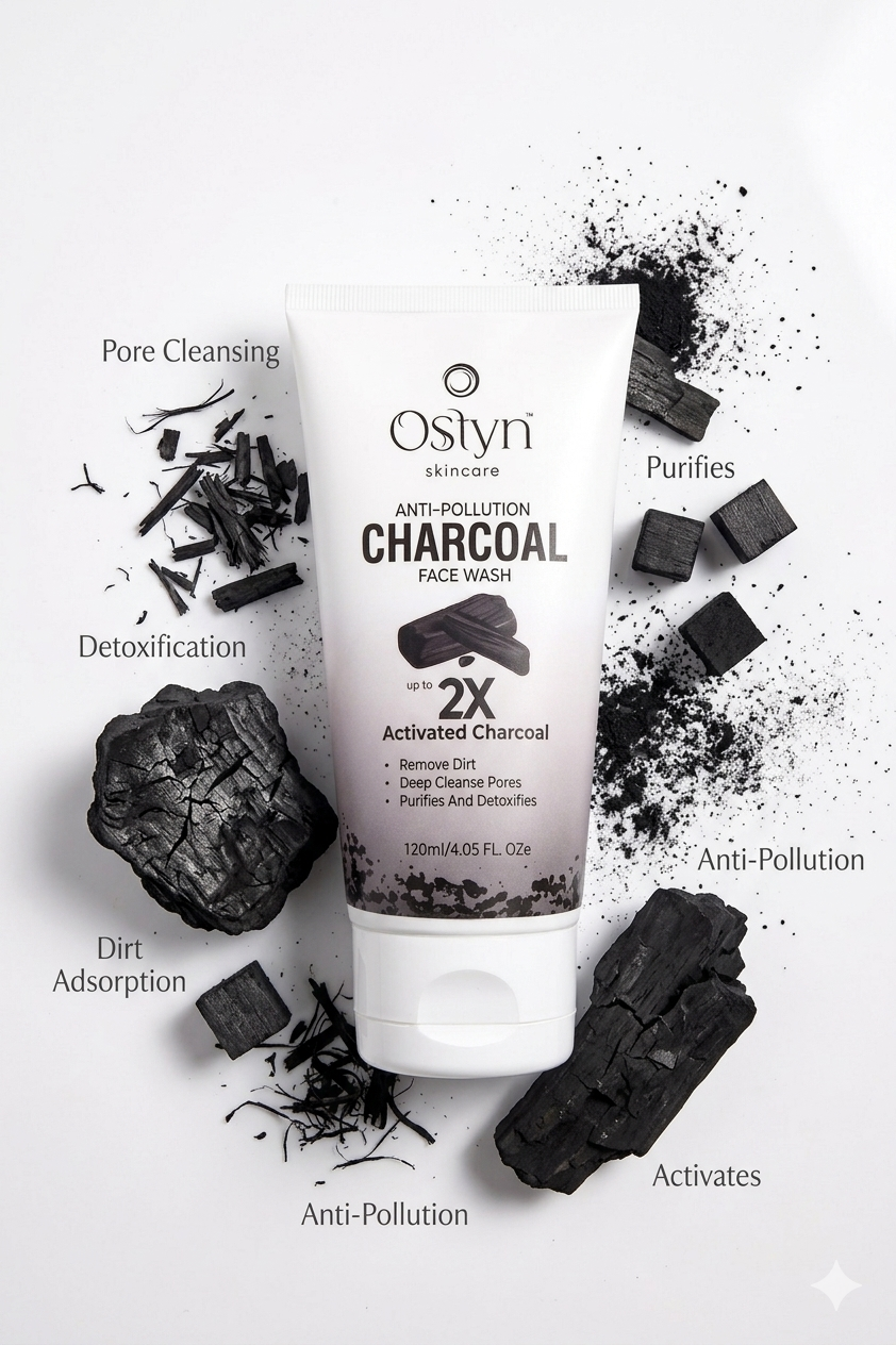 Ostyn Charcoal Face Wash Texture Rich Foaming Formula