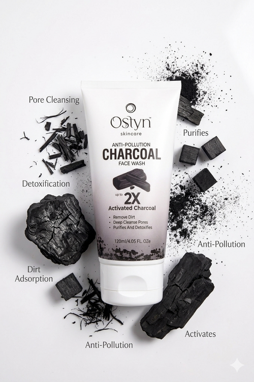 Ostyn Charcoal Face Wash Texture Rich Foaming Formula