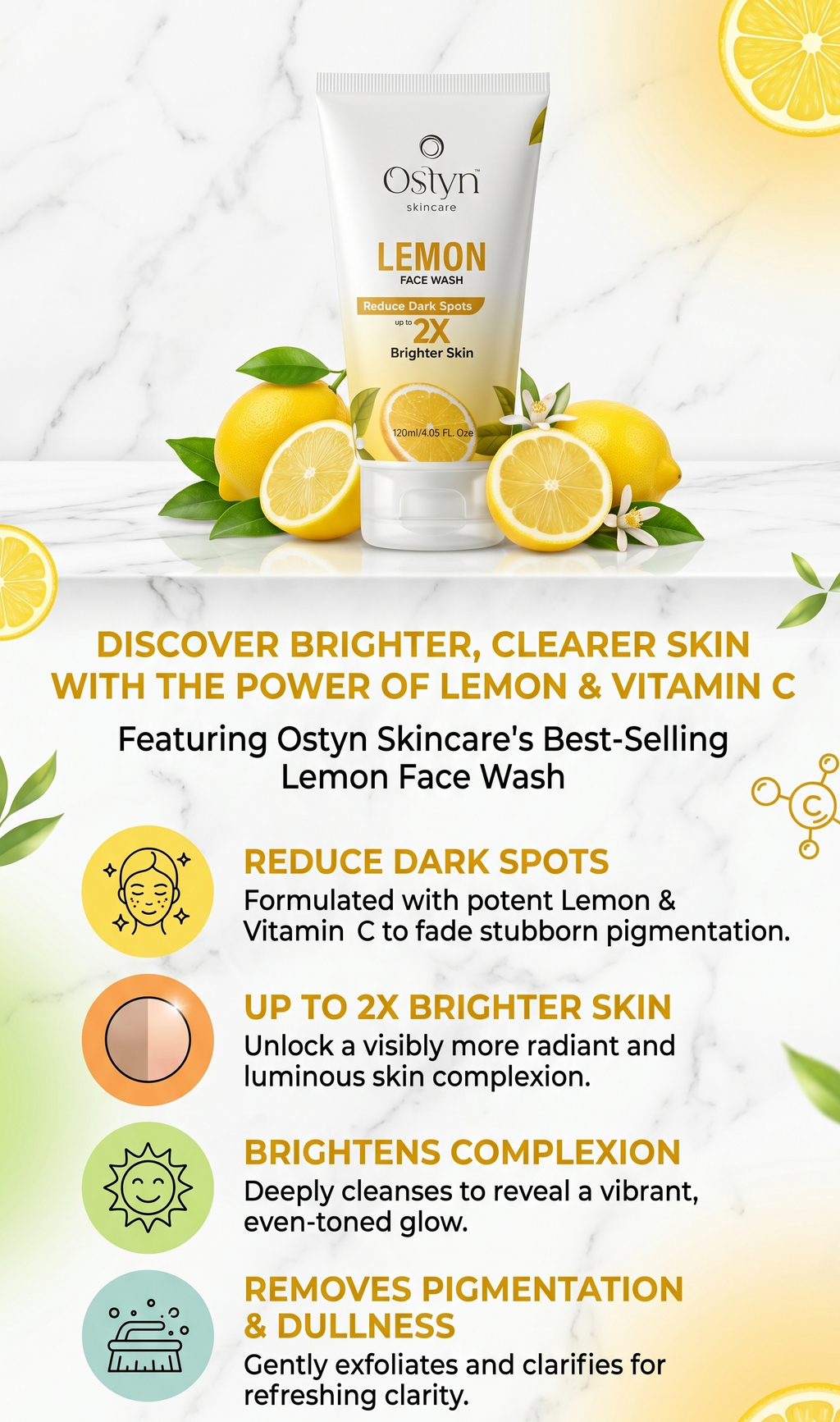 Ostyn Lemon Face Wash - 2X Brighter Skin