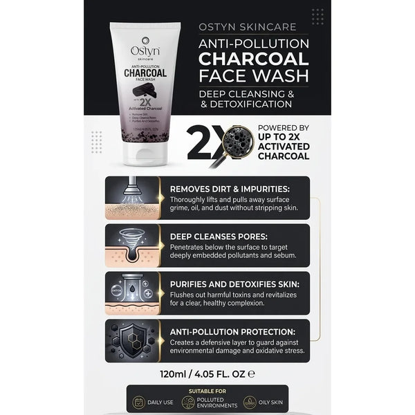 Ostyn Anti-Pollution Charcoal Face Wash