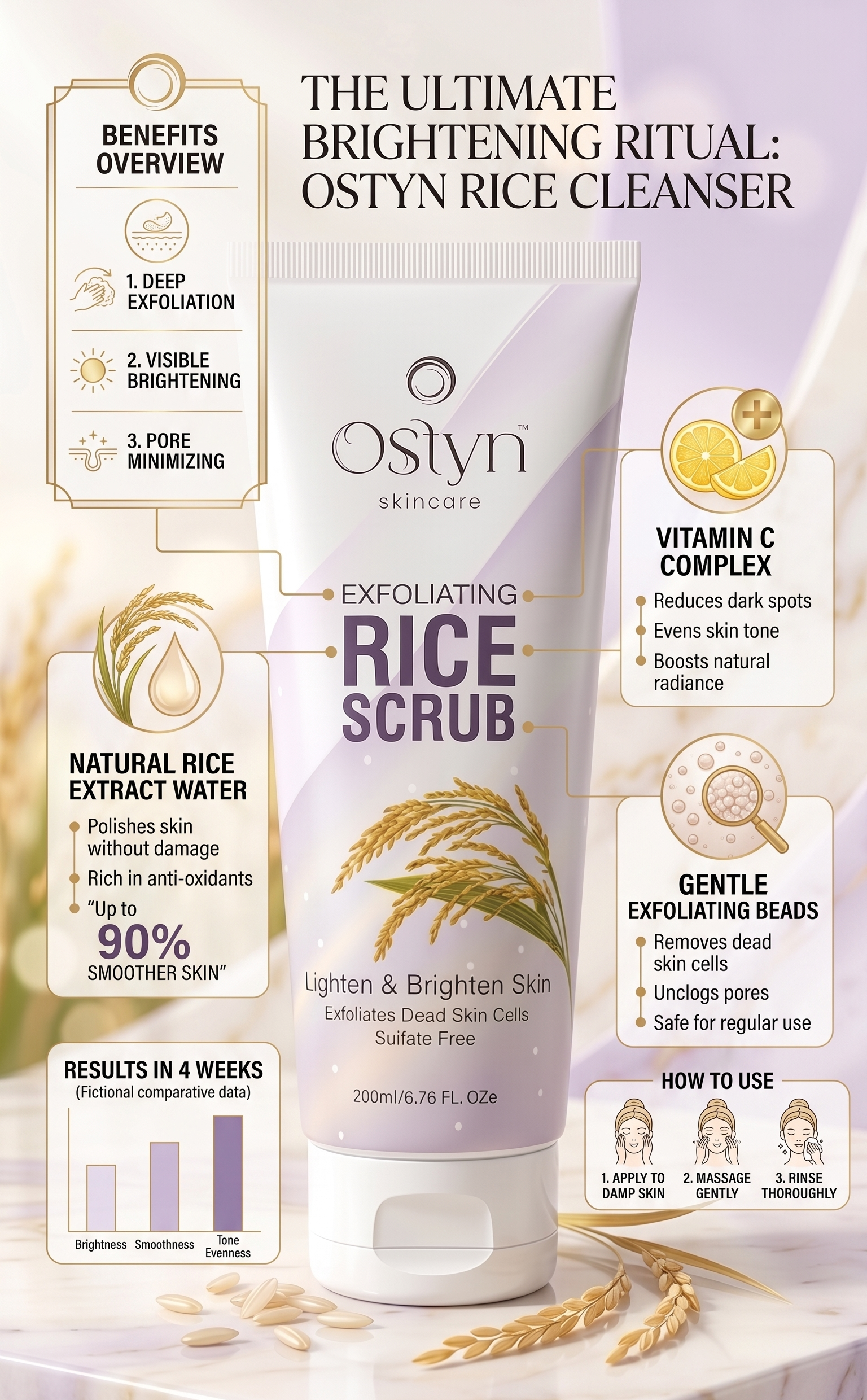 Ostyn Exfoliating Rice Scrub – Lighten & Brighten Skin